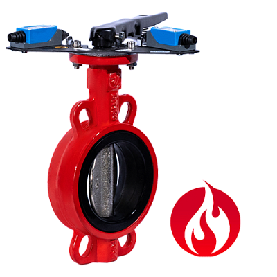 Затвор дисковый межфланцевый Ridval RVB 01 DN300, корп чугун, диск чугун,с УКП о/з.IP64 КРАСНЫЙ