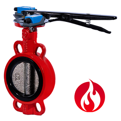 Затвор дисковый межфланцевый Ridval RVB 01 DN300, корп чугун, диск чугун,с УКП о/з.IP64 КРАСНЫЙ